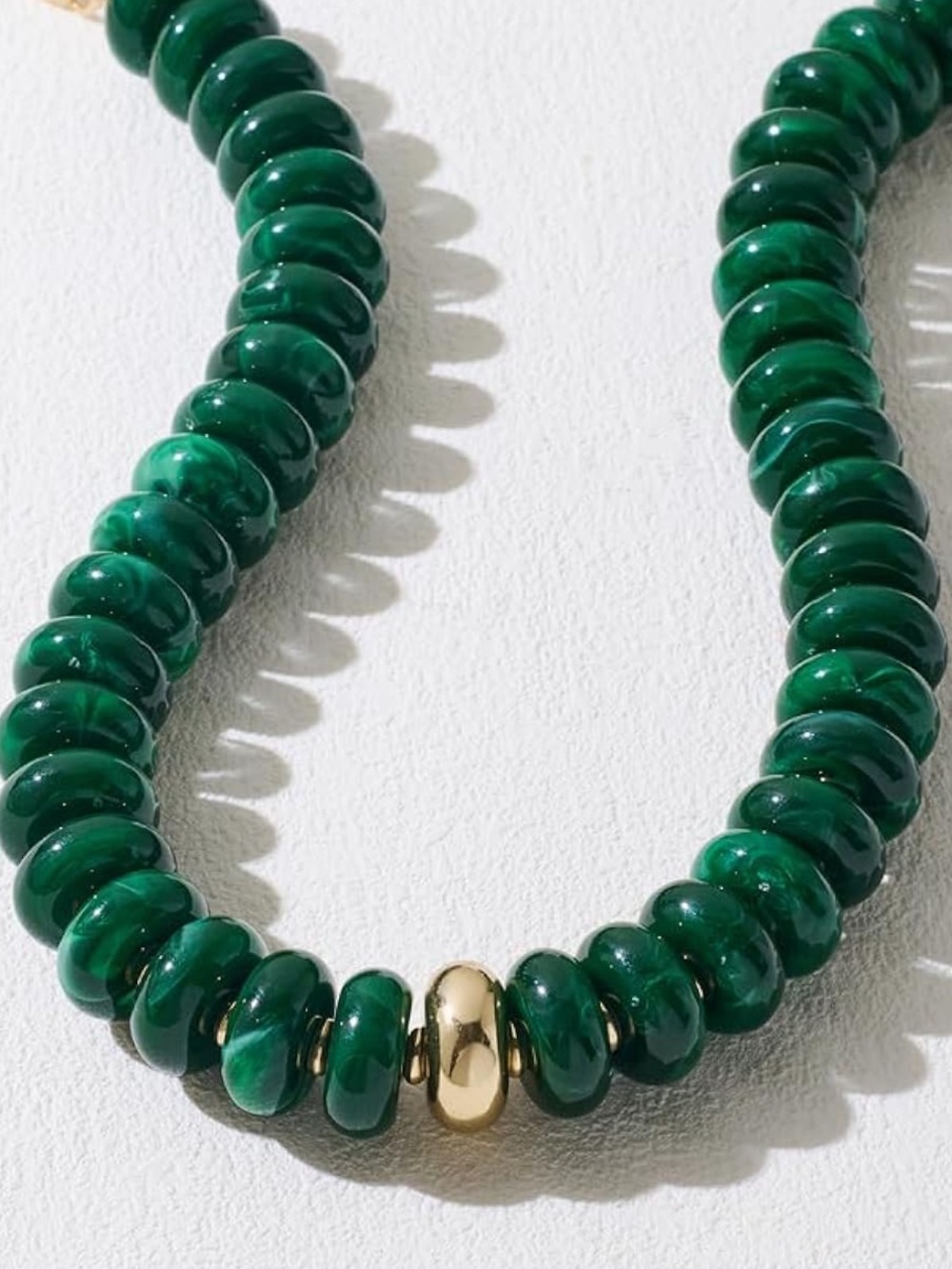 Coastal Green Beaded Necklace with Gold Accent Dopamine